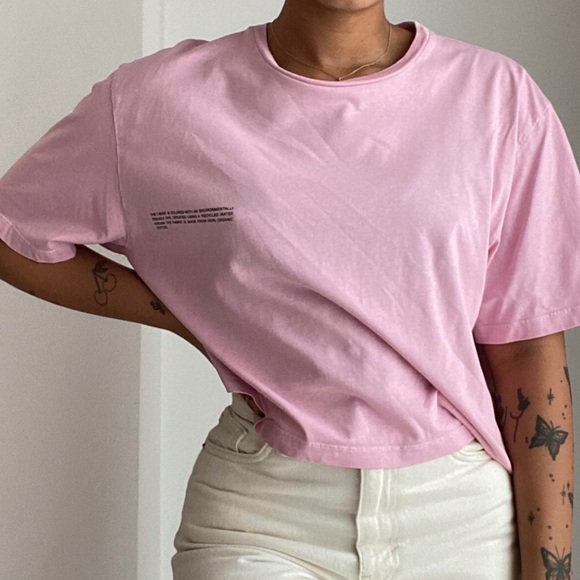 Pangaia Tops - Pangaia Crew Neck Short Sleeve Crop Top Pink S